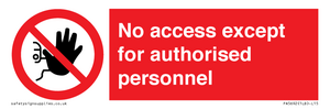 PA5692: No access except for authorised personnel Prohibition Sign