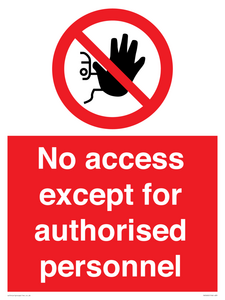 PA5692: No access except for authorised personnel Prohibition Sign
