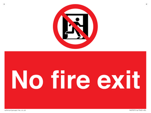 PA5707: No fire exit Prohibition Sign