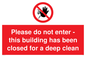 PA5937: Please do not enter - this building has been closed for a deep clean