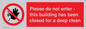 PA5937: Please do not enter - this building has been closed for a deep clean