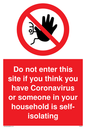 PA6034: Do not enter this site if you think you have Coronavirus or someone in your household is self-isolating