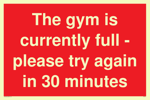 PA6191: The gym is currently full - please try again in 30 minutes