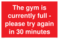PA6191: The gym is currently full - please try again in 30 minutes