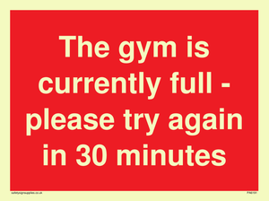 PA6191: The gym is currently full - please try again in 30 minutes