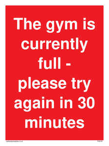 PA6191: The gym is currently full - please try again in 30 minutes