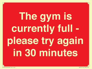 PA6191: The gym is currently full - please try again in 30 minutes