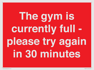 PA6191: The gym is currently full - please try again in 30 minutes