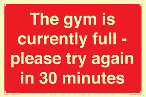 PA6191: The gym is currently full - please try again in 30 minutes