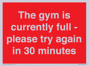 PA6191: The gym is currently full - please try again in 30 minutes