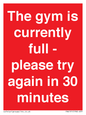 PA6191: The gym is currently full - please try again in 30 minutes