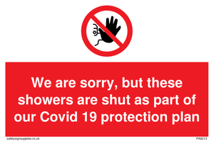 PA6213: We are sorry, but these showers are shut as part of our Covid 19 protection plan