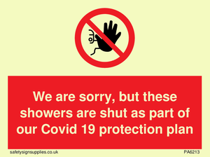 PA6213: We are sorry, but these showers are shut as part of our Covid 19 protection plan