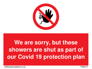 PA6213: We are sorry, but these showers are shut as part of our Covid 19 protection plan