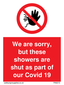 PA6213: We are sorry, but these showers are shut as part of our Covid 19 protection plan