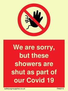 PA6213: We are sorry, but these showers are shut as part of our Covid 19 protection plan