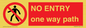 PA6229: NO ENTRY one way path