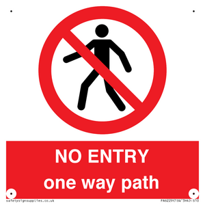 PA6229: NO ENTRY one way path