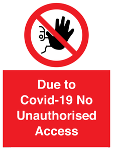 PA6302: Due to Covid-19 No Unauthorised Access