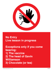 PA7048: No Entry -  Live Lesson in progress.