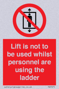 PA7075: Lift is not to be used whilst personnel are using the ladder