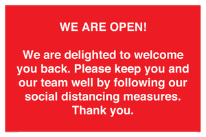 PA7325: WE ARE OPEN! We are delighted to welcome you back. Please keep you and our team well by following our social distancing measures. Thank you.