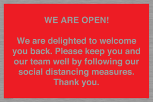 PA7325: WE ARE OPEN! We are delighted to welcome you back. Please keep you and our team well by following our social distancing measures. Thank you.