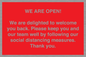 PA7325: WE ARE OPEN! We are delighted to welcome you back. Please keep you and our team well by following our social distancing measures. Thank you.