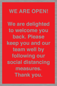 PA7325: WE ARE OPEN! We are delighted to welcome you back. Please keep you and our team well by following our social distancing measures. Thank you.