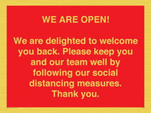 PA7325: WE ARE OPEN! We are delighted to welcome you back. Please keep you and our team well by following our social distancing measures. Thank you.