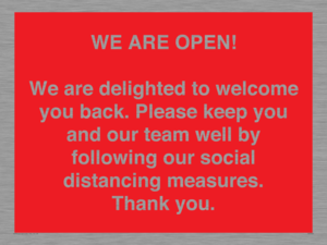 PA7325: WE ARE OPEN! We are delighted to welcome you back. Please keep you and our team well by following our social distancing measures. Thank you.
