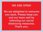 PA7325: WE ARE OPEN! We are delighted to welcome you back. Please keep you and our team well by following our social distancing measures. Thank you.