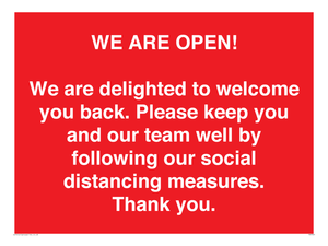 PA7325: WE ARE OPEN! We are delighted to welcome you back. Please keep you and our team well by following our social distancing measures. Thank you.