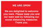 PA7325: WE ARE OPEN! We are delighted to welcome you back. Please keep you and our team well by following our social distancing measures. Thank you.