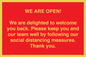 PA7325: WE ARE OPEN! We are delighted to welcome you back. Please keep you and our team well by following our social distancing measures. Thank you.