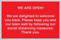 PA7325: WE ARE OPEN! We are delighted to welcome you back. Please keep you and our team well by following our social distancing measures. Thank you.