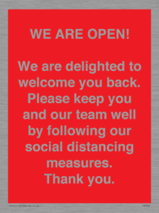 PA7325: WE ARE OPEN! We are delighted to welcome you back. Please keep you and our team well by following our social distancing measures. Thank you.