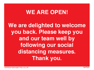 PA7325: WE ARE OPEN! We are delighted to welcome you back. Please keep you and our team well by following our social distancing measures. Thank you.