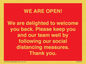 PA7325: WE ARE OPEN! We are delighted to welcome you back. Please keep you and our team well by following our social distancing measures. Thank you.
