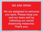 PA7325: WE ARE OPEN! We are delighted to welcome you back. Please keep you and our team well by following our social distancing measures. Thank you.
