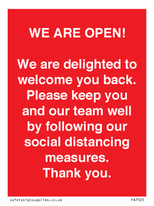 PA7325: WE ARE OPEN! We are delighted to welcome you back. Please keep you and our team well by following our social distancing measures. Thank you.