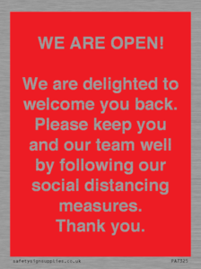 PA7325: WE ARE OPEN! We are delighted to welcome you back. Please keep you and our team well by following our social distancing measures. Thank you.