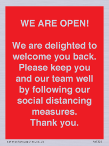PA7325: WE ARE OPEN! We are delighted to welcome you back. Please keep you and our team well by following our social distancing measures. Thank you.