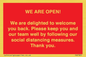 PA7325: WE ARE OPEN! We are delighted to welcome you back. Please keep you and our team well by following our social distancing measures. Thank you.