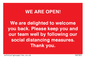PA7325: WE ARE OPEN! We are delighted to welcome you back. Please keep you and our team well by following our social distancing measures. Thank you.
