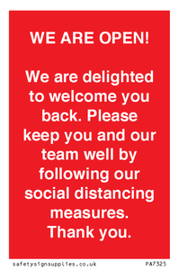 PA7325: WE ARE OPEN! We are delighted to welcome you back. Please keep you and our team well by following our social distancing measures. Thank you.