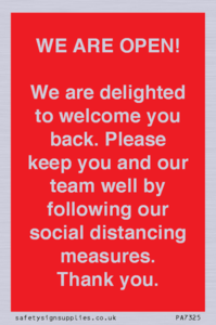 PA7325: WE ARE OPEN! We are delighted to welcome you back. Please keep you and our team well by following our social distancing measures. Thank you.