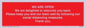 PA7325: WE ARE OPEN! We are delighted to welcome you back. Please keep you and our team well by following our social distancing measures. Thank you.