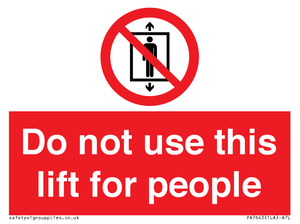PA7643: Do not use this lift for people