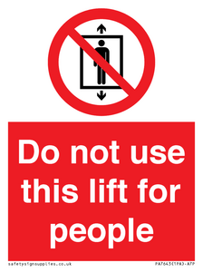 PA7643: Do not use this lift for people